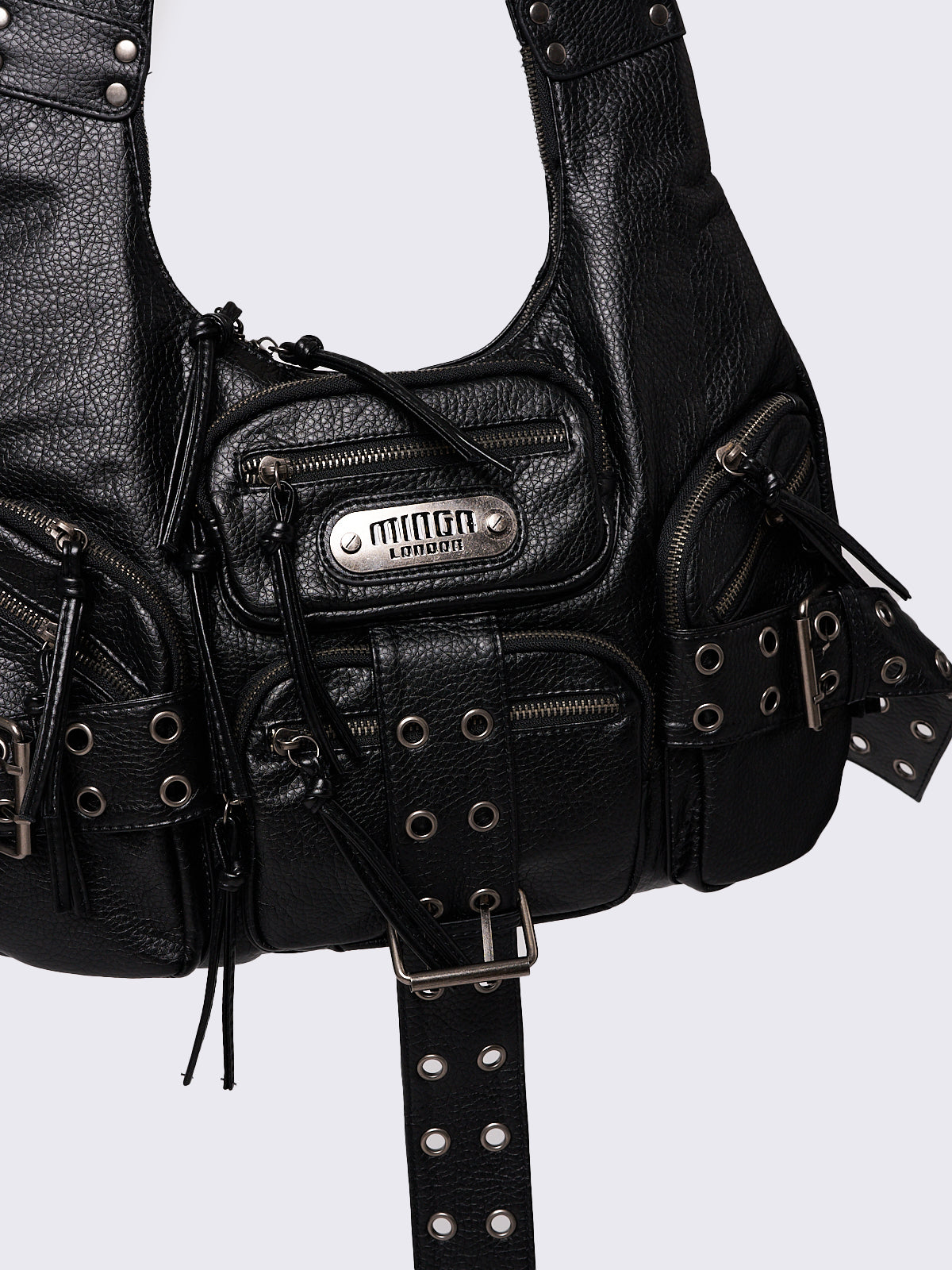 Unchained Black Faux Leather Shoulder Bag