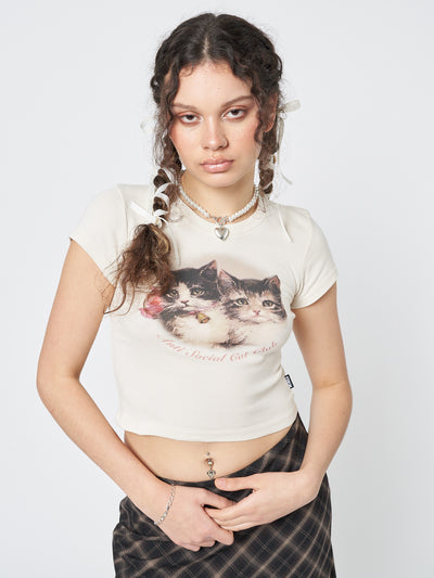 A cute and edgy baby tee with "Anti Social Cat Club" print, ideal for cat lovers with a rebellious side.