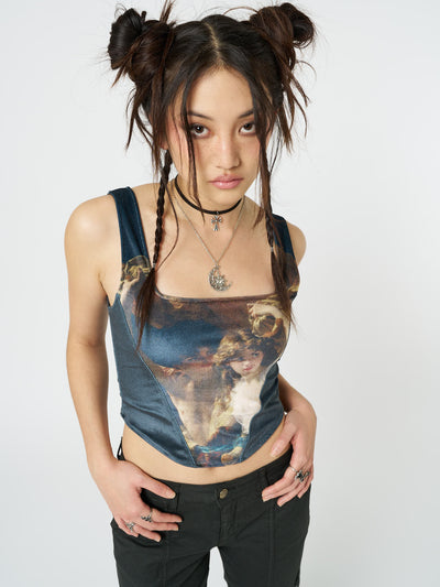 Arieta Black Velvet Corset Crop Top - Minga EU