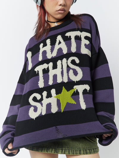 I Hate This Sh*t Graphic Striped Jumper - Minga EU