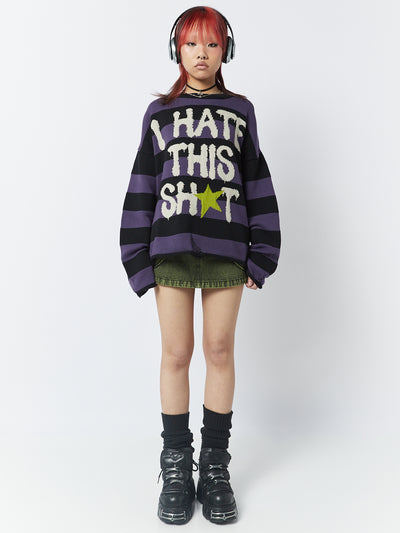 I Hate This Sh*t Graphic Striped Jumper - Minga EU