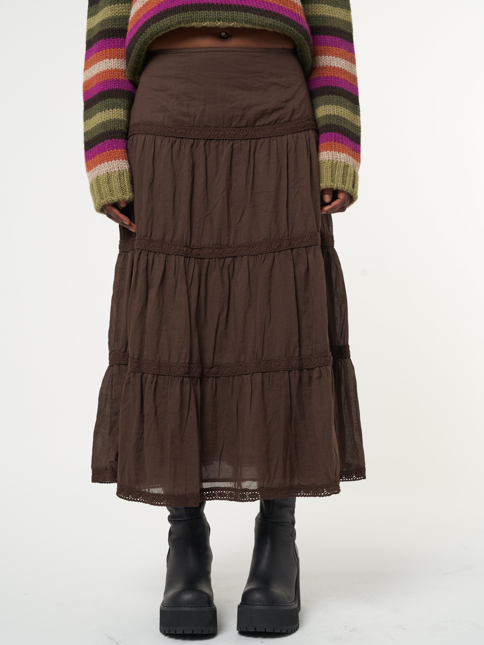 Bohemian Fairy Ruffle Lace Maxi Skirt - Minga EU