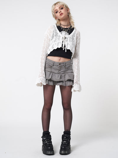 Kat Washed Grey Denim Y2k Mini Skirt - Minga EU