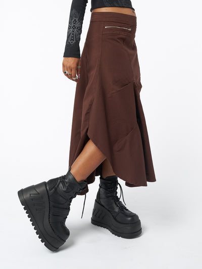 Lexi Brown Tech Cargo Maxi Skirt - Minga EU