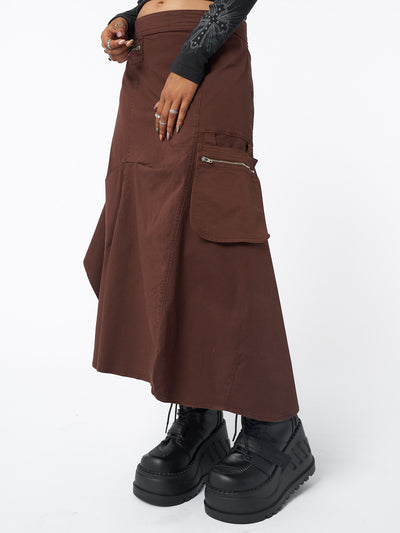 Lexi Brown Tech Cargo Maxi Skirt - Minga EU