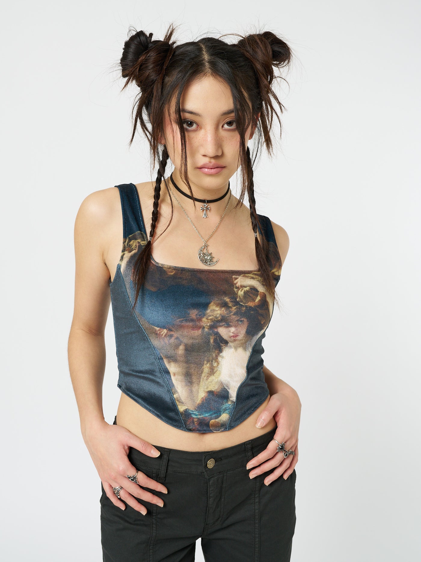 Arieta Black Velvet Corset Crop Top - Minga EU