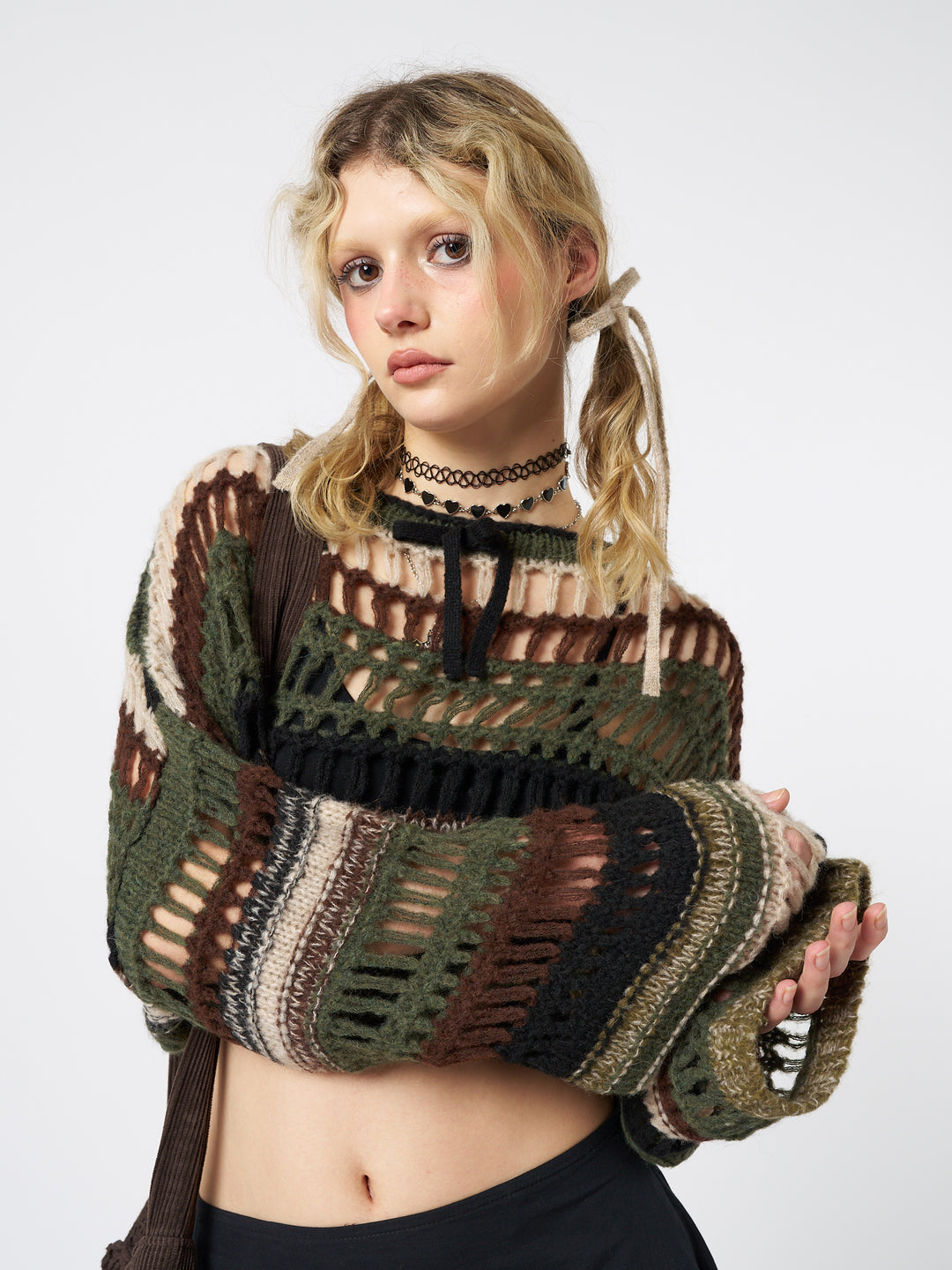 Giselle Green Extreme Crop Knit Sweater Minga London EU