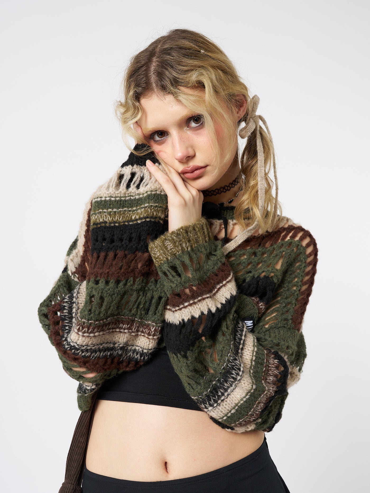Giselle Green Extreme Crop Knit Sweater - Minga EU