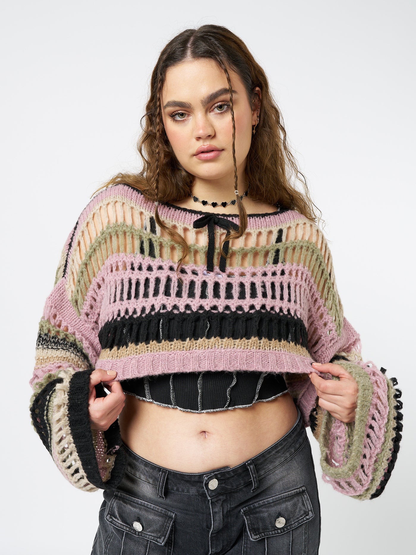 Giselle Pink Extreme Crop Knit Sweater - Minga EU