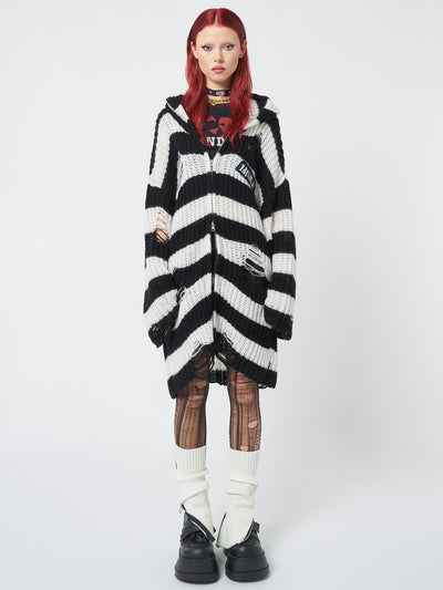 Gwen Striped Zip Up Knit Cardigan - Minga EU
