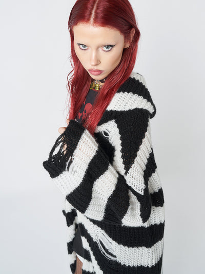 Gwen Striped Zip Up Knit Cardigan - Minga EU