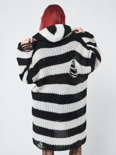 Gwen Striped Zip Up Knit Cardigan - Minga EU