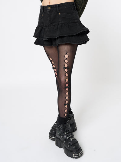 Kat Washed Black Denim Y2k Mini Skirt - Minga EU