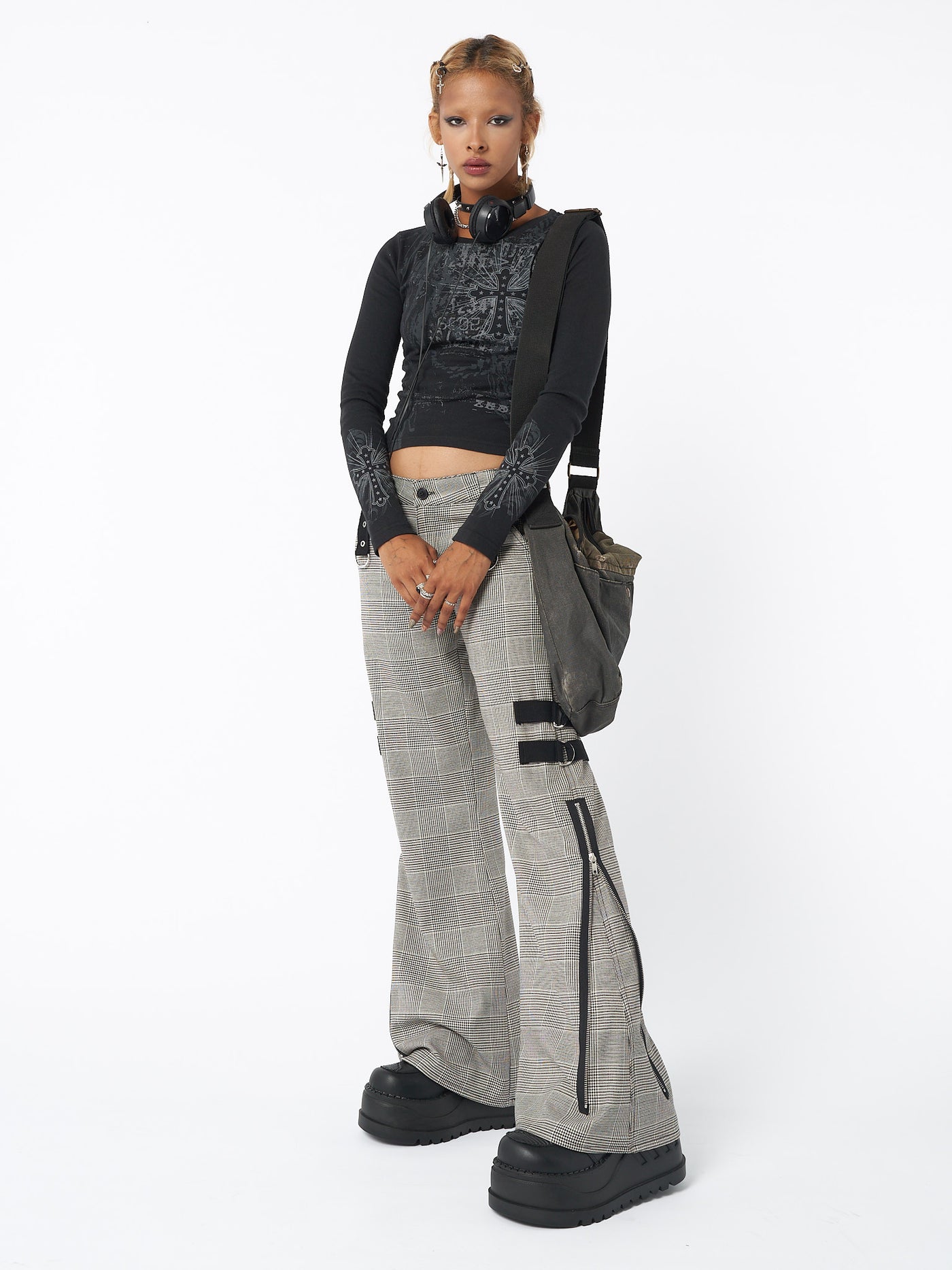 Plaid Rave Zip Pants - Minga EU