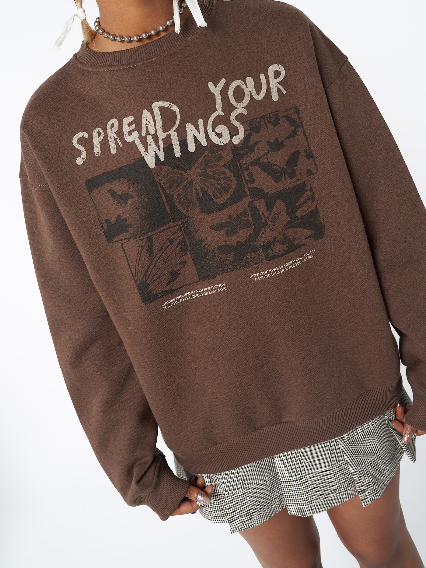 Spread Your Wings Brown Sweatshirt - Minga EU