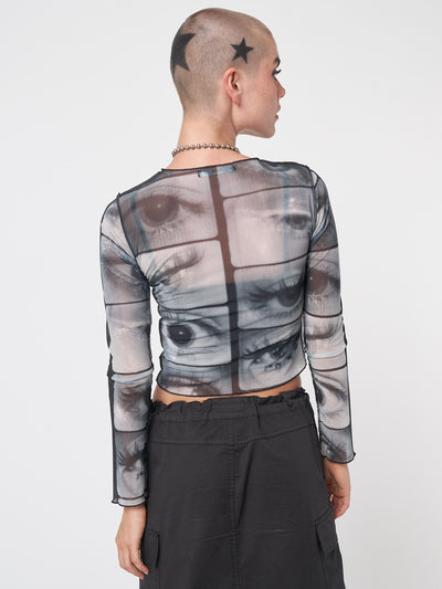 Mirror Eyes Mesh Crop Top - Minga EU