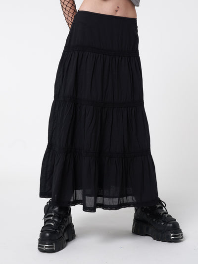 Raven Ruffle Lace Maxi Skirt - Minga EU